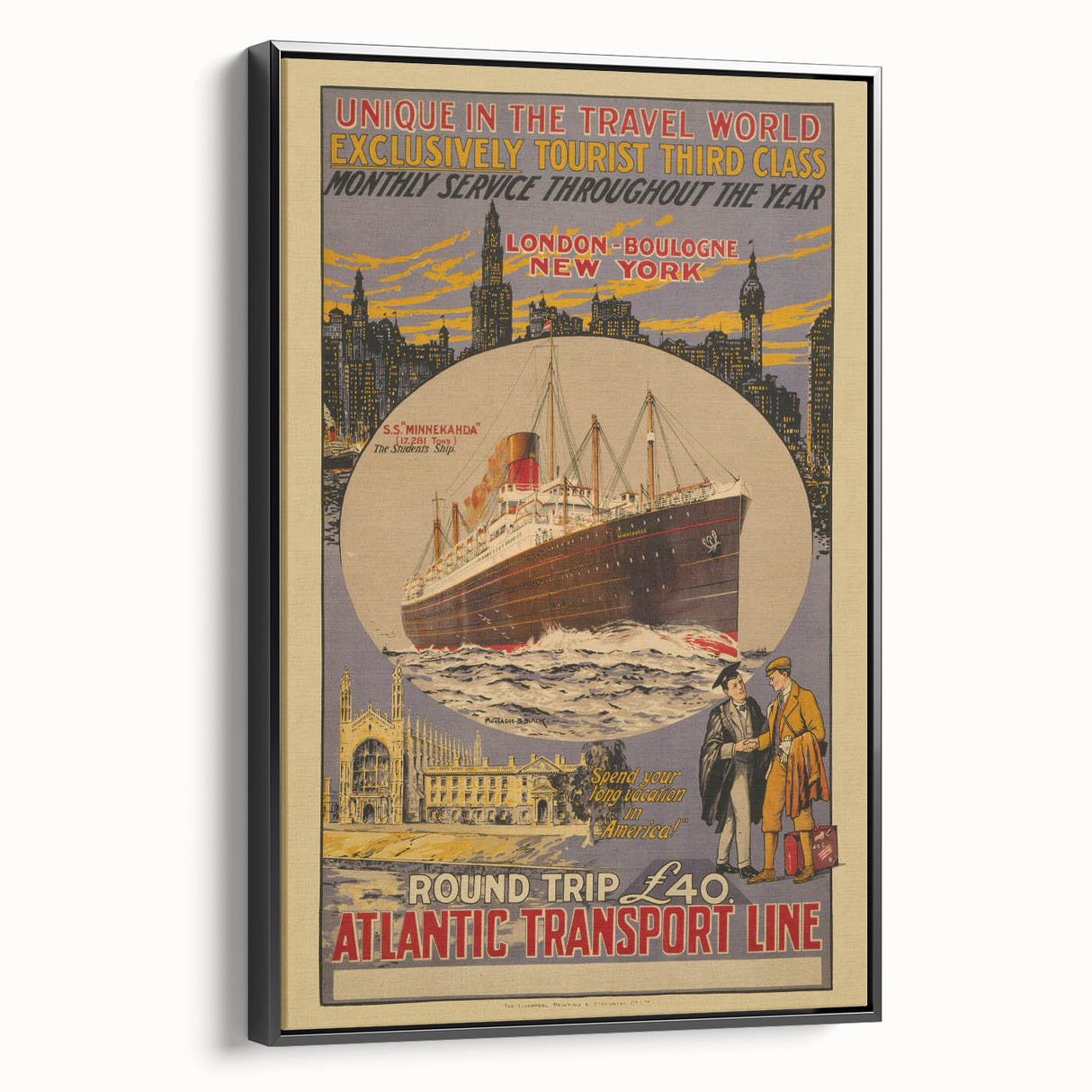 Vintage Travel Poster - Atlantic Transport Line | Retro Ship Art