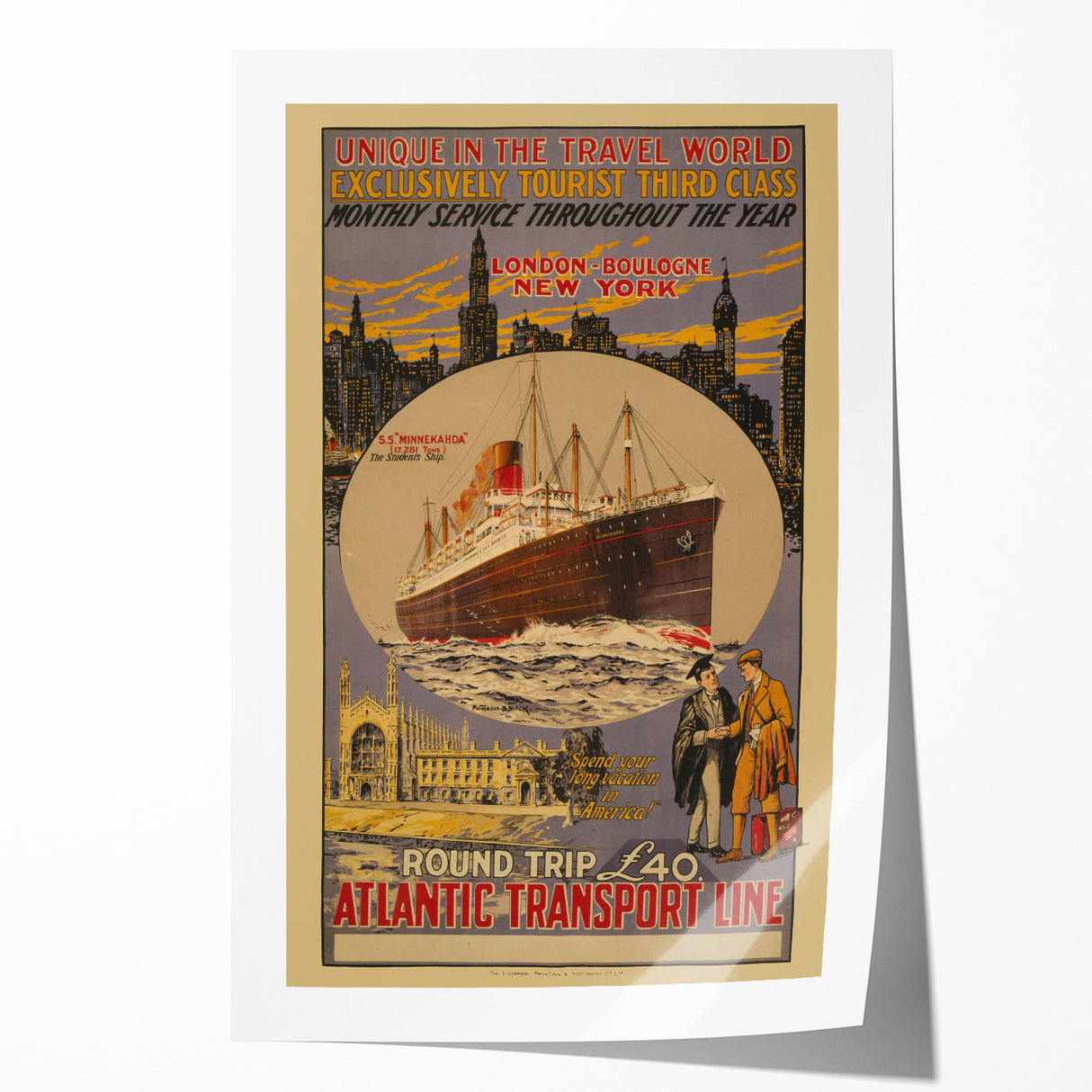 Vintage Travel Poster - Atlantic Transport Line | Retro Ship Art