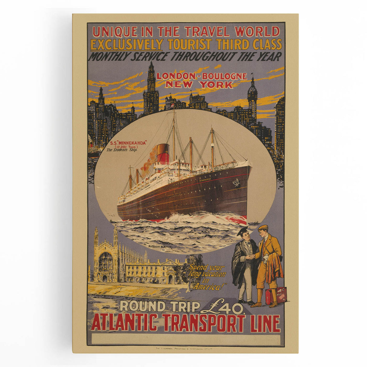 Vintage Travel Poster - Atlantic Transport Line | Retro Ship Art