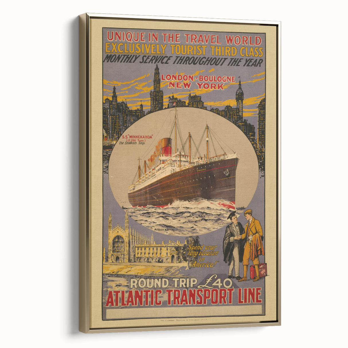 Vintage Travel Poster - Atlantic Transport Line | Retro Ship Art