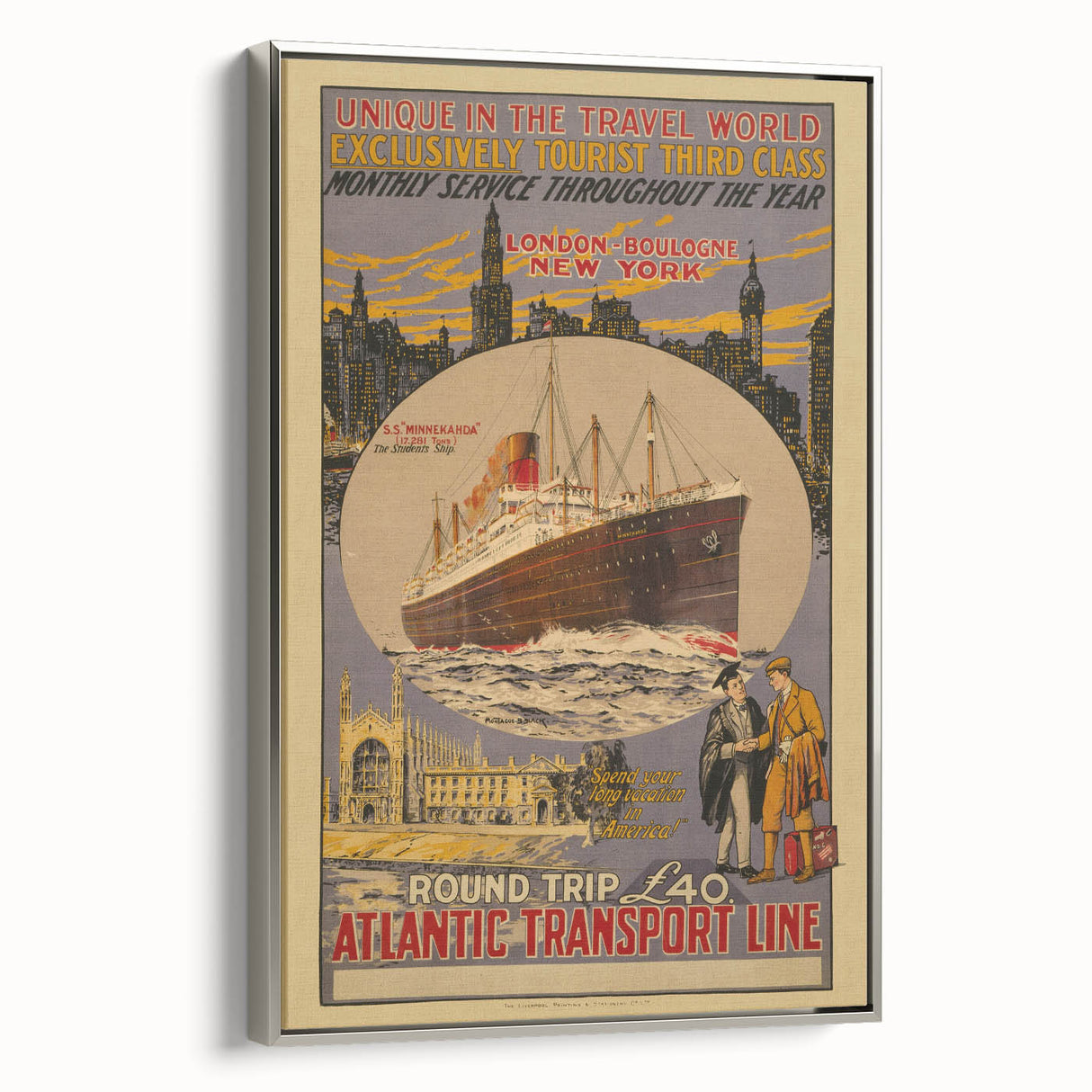 Vintage Travel Poster - Atlantic Transport Line | Retro Ship Art