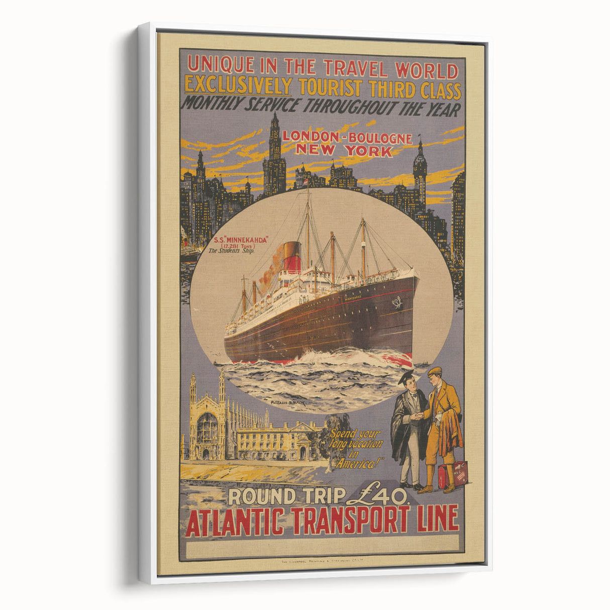 Vintage Travel Poster - Atlantic Transport Line | Retro Ship Art