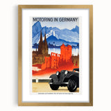 Vintage Travel Poster - Motoring in Germany | Retro Road Trip Art