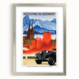 Vintage Travel Poster - Motoring in Germany | Retro Road Trip Art