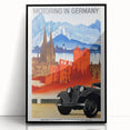 Vintage Travel Poster - Motoring in Germany | Retro Road Trip Art