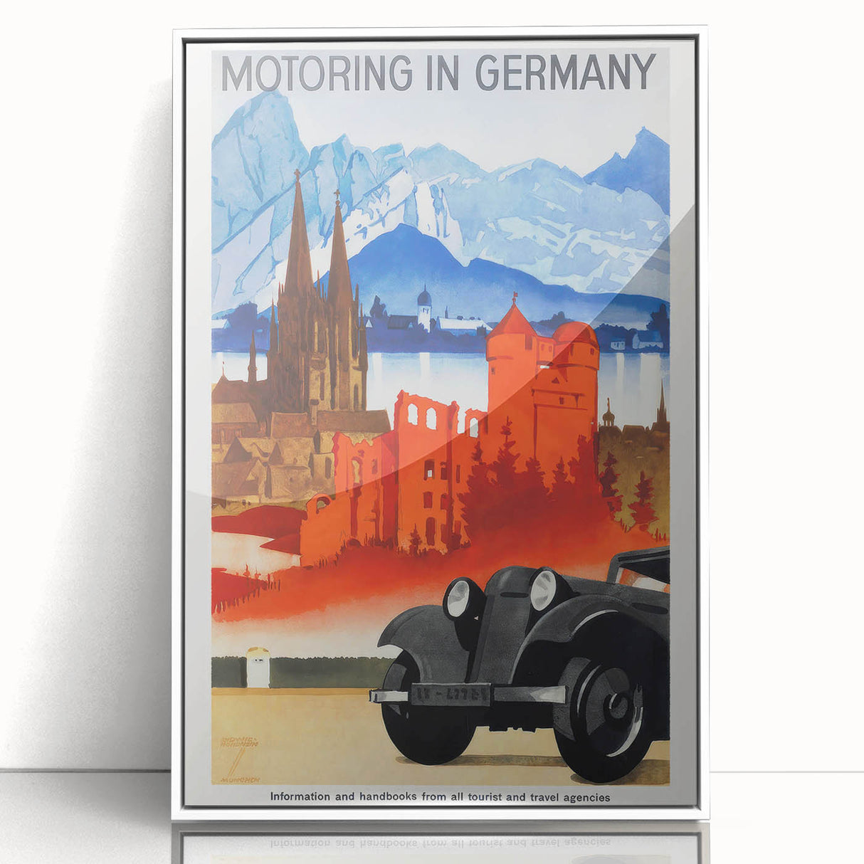 Vintage Travel Poster - Motoring in Germany | Retro Road Trip Art