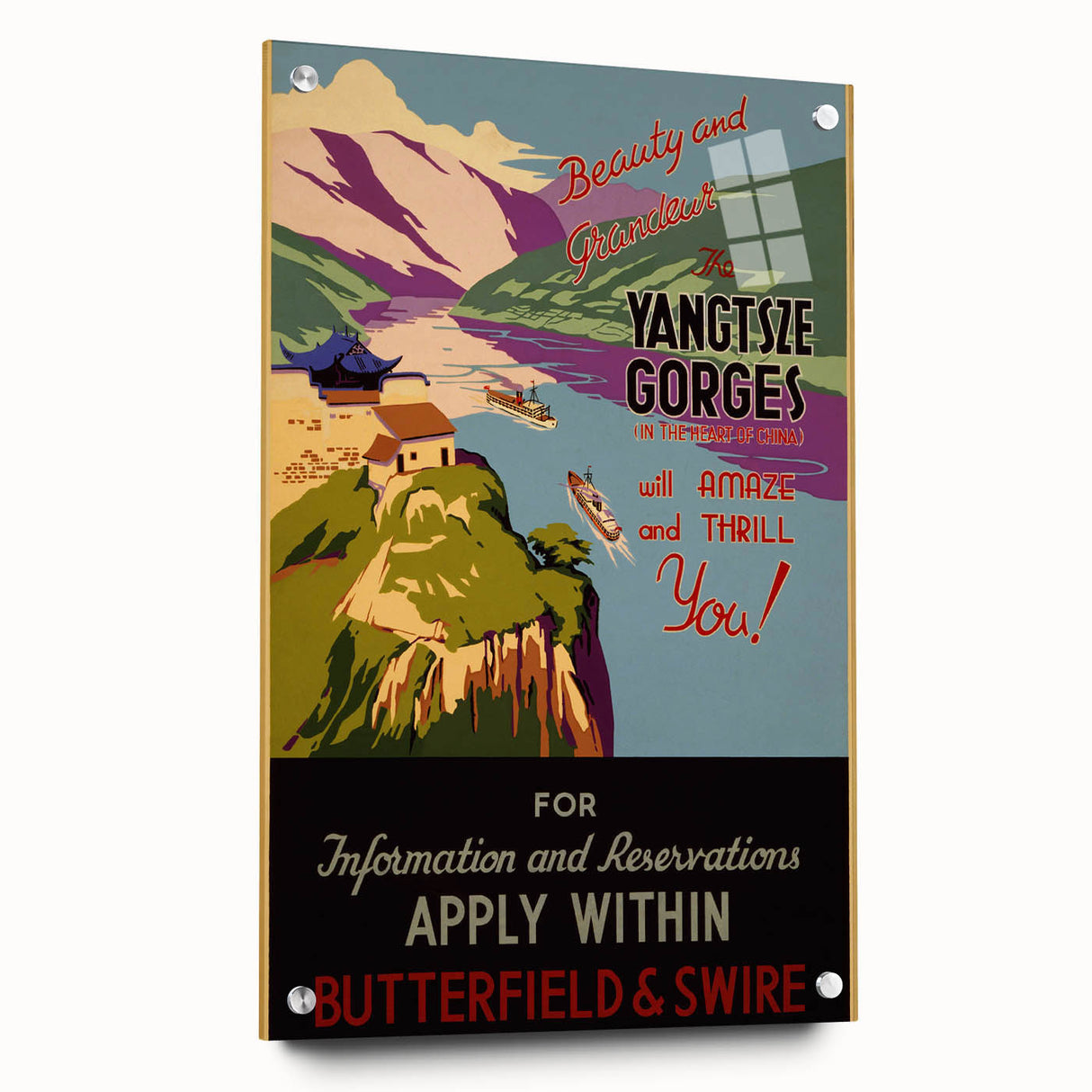 Vintage Travel Poster - Yangtze Gorges China | Retro River Art