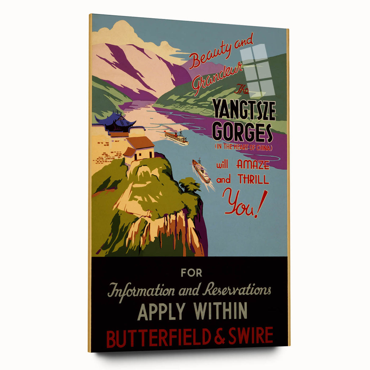 Vintage Travel Poster - Yangtze Gorges China | Retro River Art