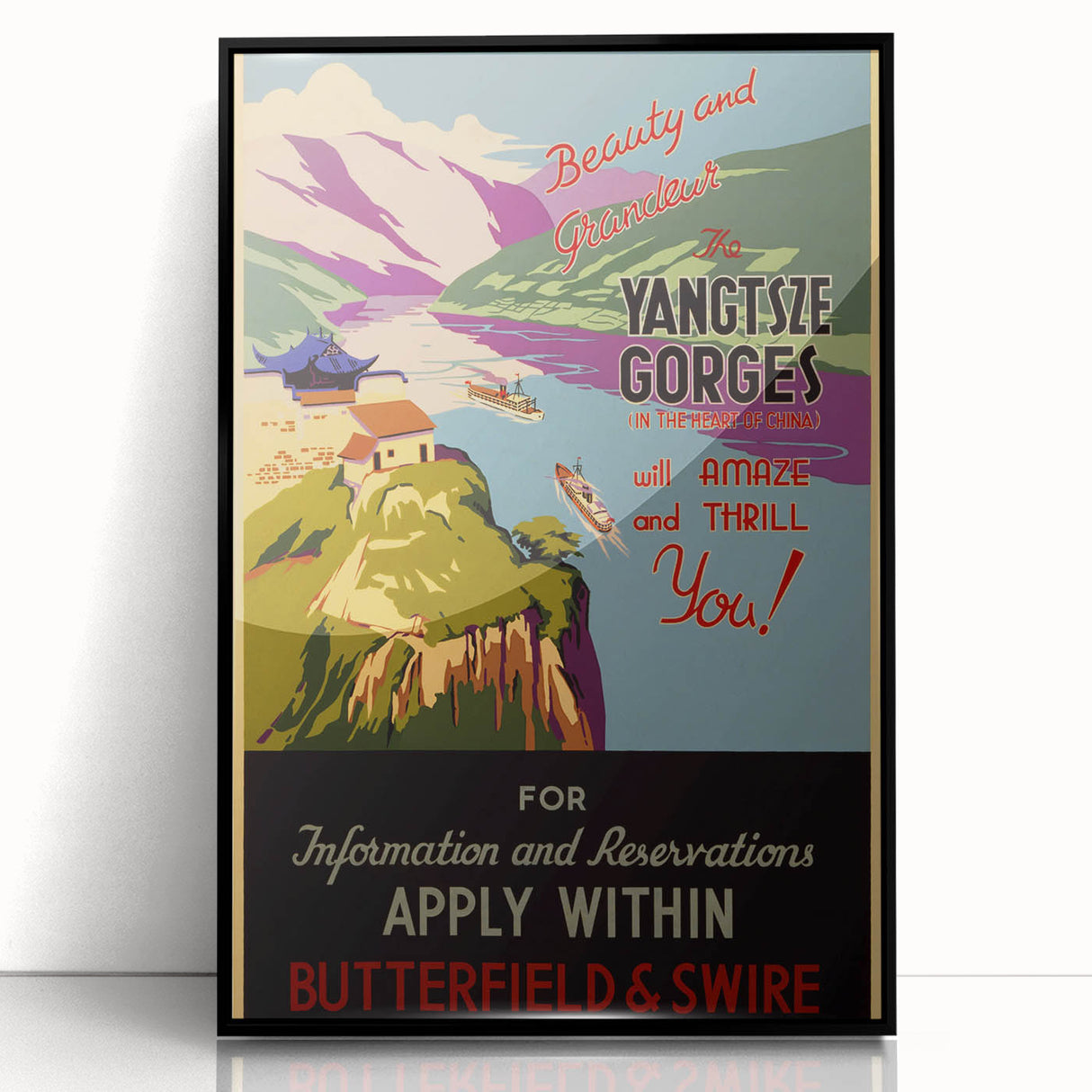 Vintage Travel Poster - Yangtze Gorges China | Retro River Art
