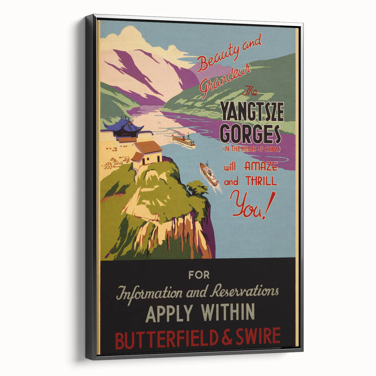 Vintage Travel Poster - Yangtze Gorges China | Retro River Art