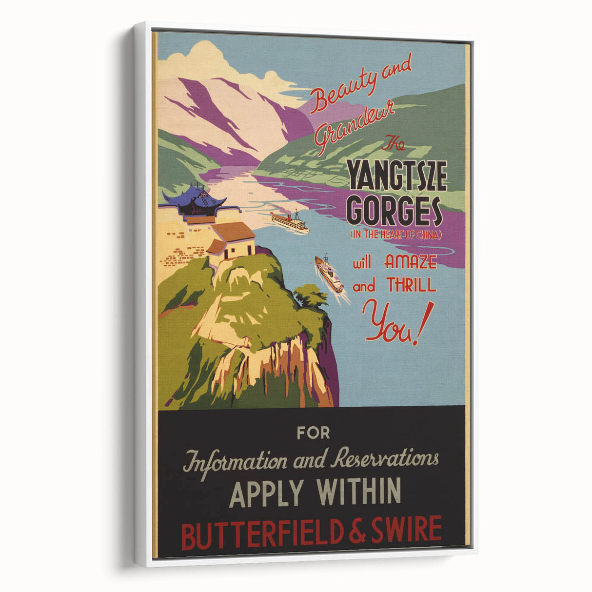 Vintage Travel Poster - Yangtze Gorges China | Retro River Art