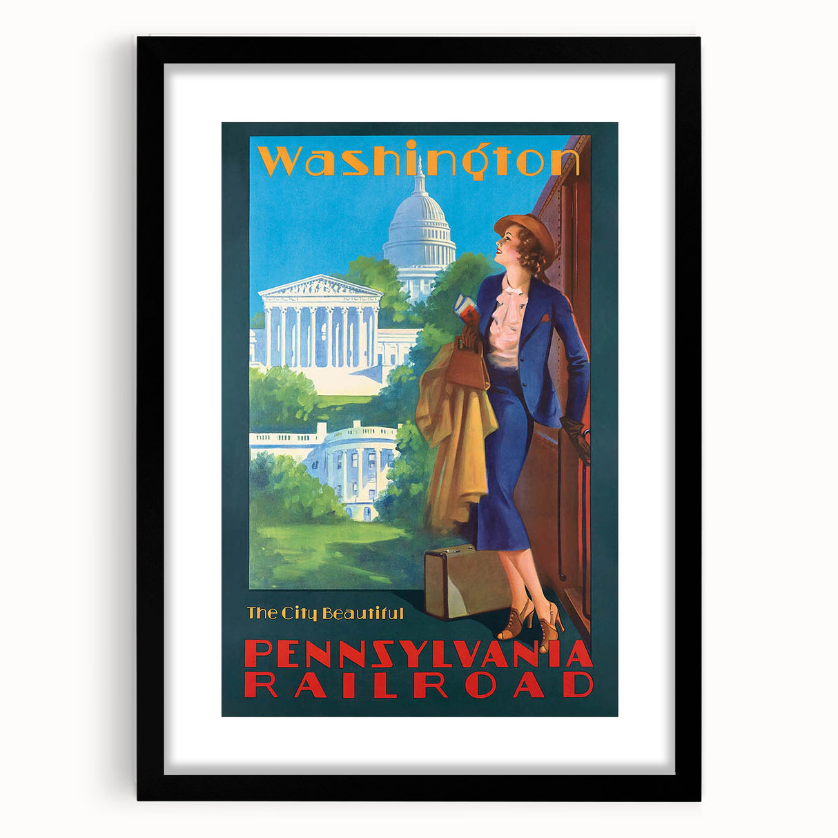 Vintage Travel Poster - Washington D.C. | Retro Railroad Art