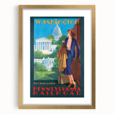 Vintage Travel Poster - Washington D.C. | Retro Railroad Art