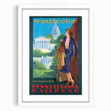 Vintage Travel Poster - Washington D.C. | Retro Railroad Art