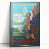 Vintage Travel Poster - Washington D.C. | Retro Railroad Art