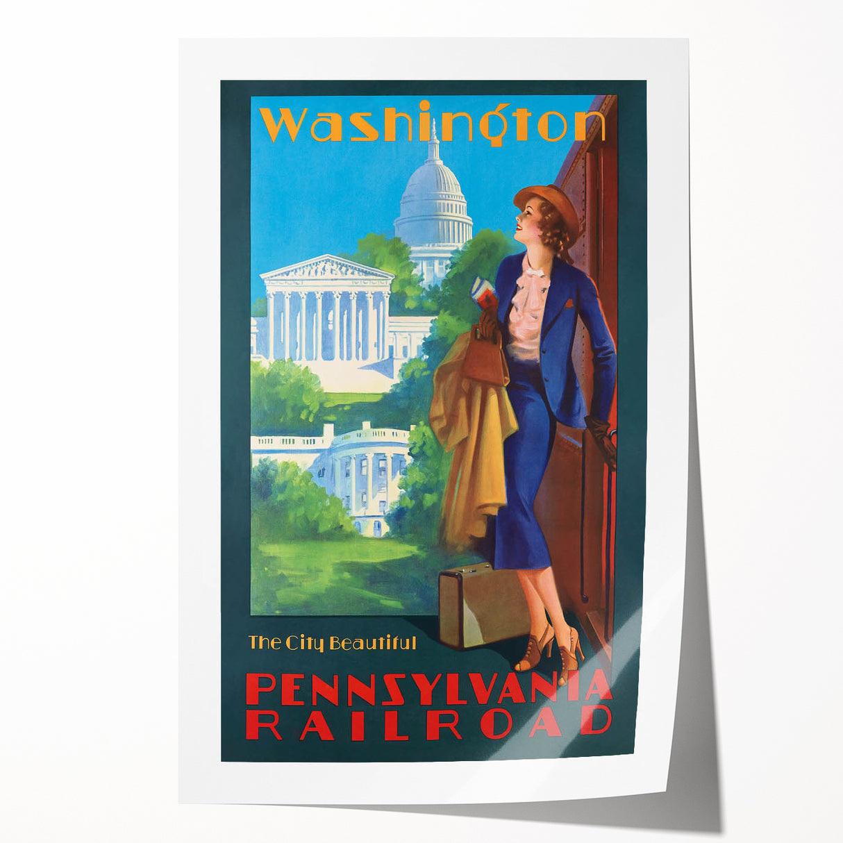 Vintage Travel Poster - Washington D.C. | Retro Railroad Art