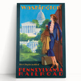 Vintage Travel Poster - Washington D.C. | Retro Railroad Art