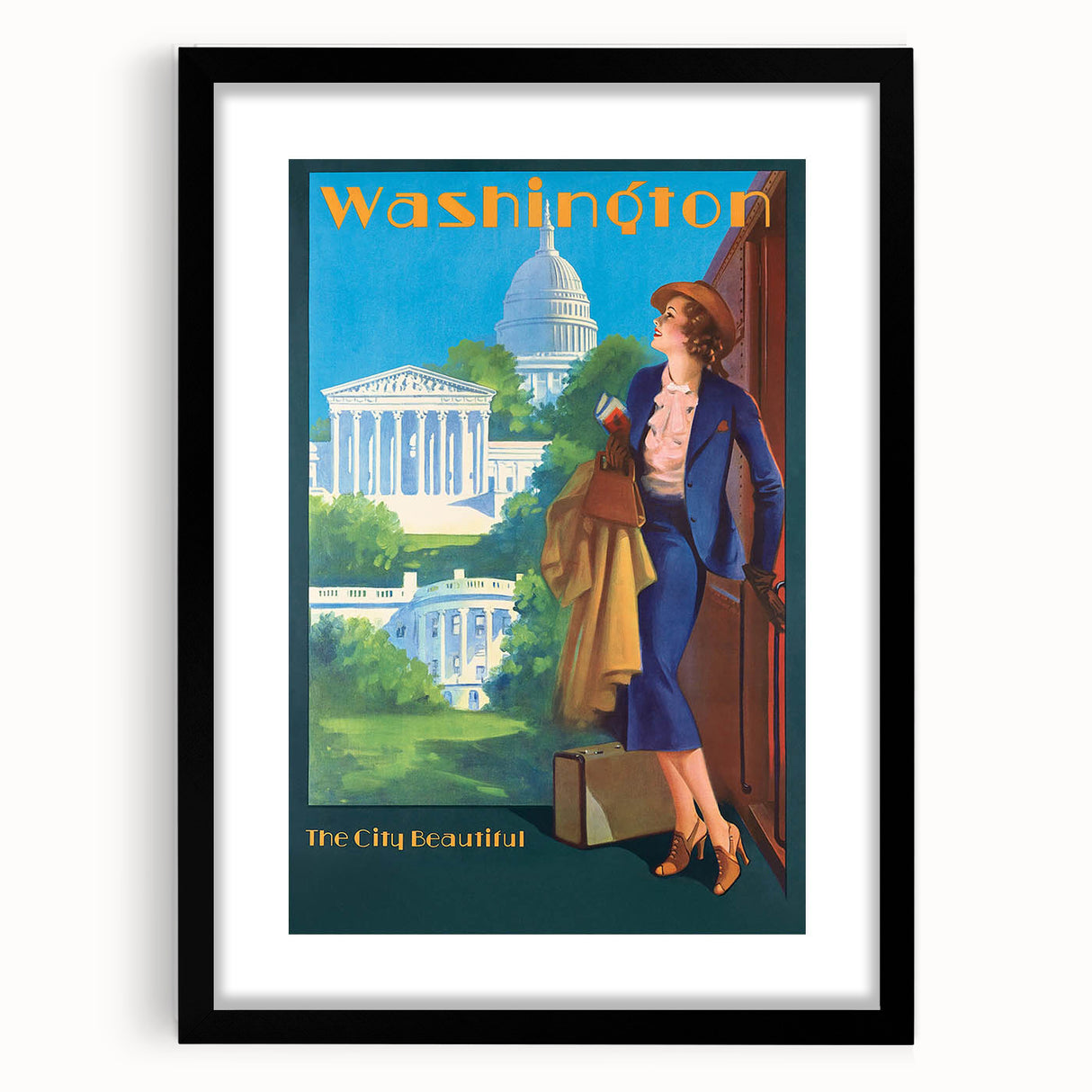 Vintage Travel Poster - Washington D.C. | Retro Railroad Art