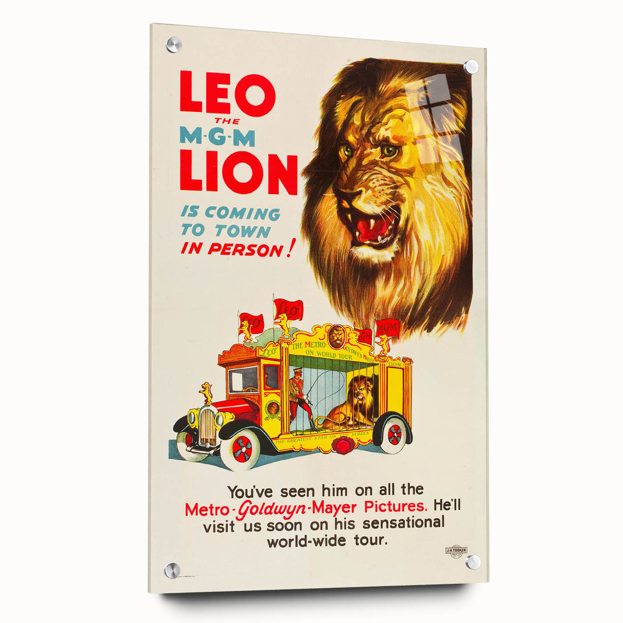 Vintage Travel Poster - MGM Lion World Tour | Retro Movie Art