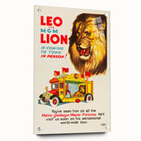 Vintage Travel Poster - MGM Lion World Tour | Retro Movie Art