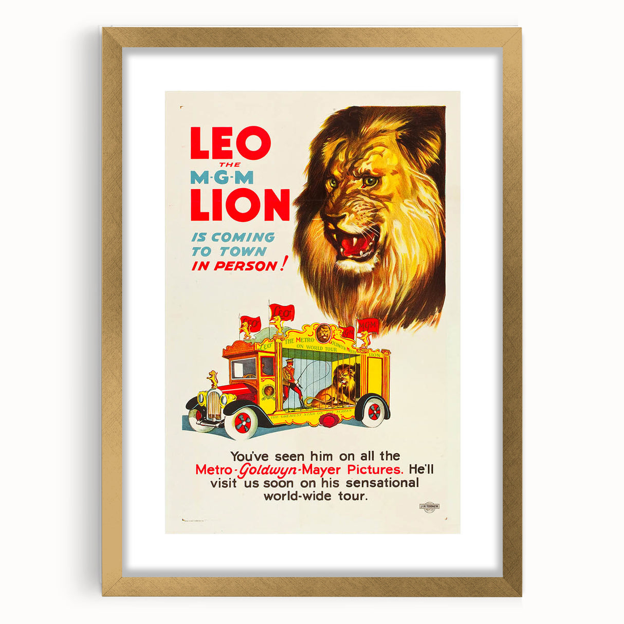 Vintage Travel Poster - MGM Lion World Tour | Retro Movie Art