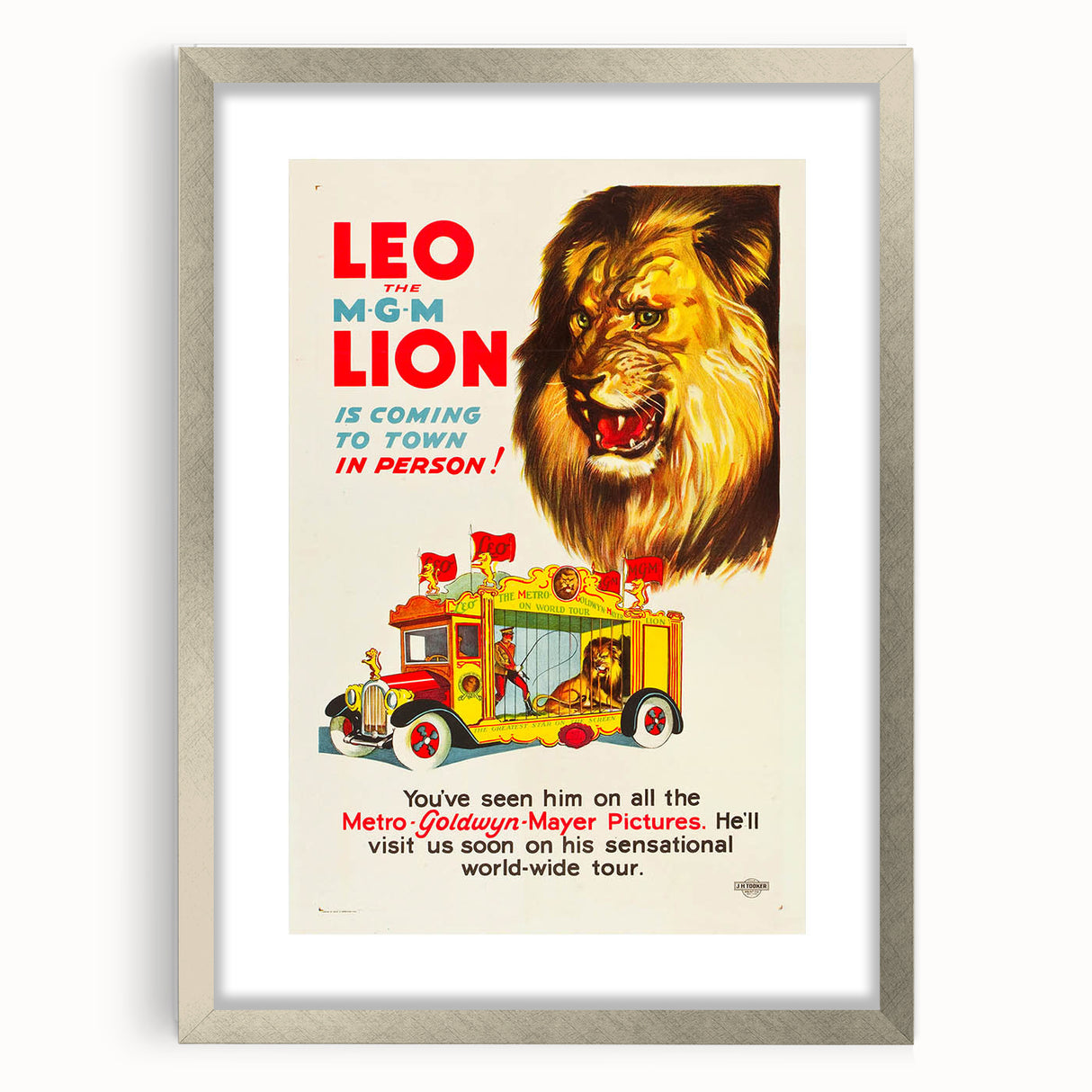 Vintage Travel Poster - MGM Lion World Tour | Retro Movie Art