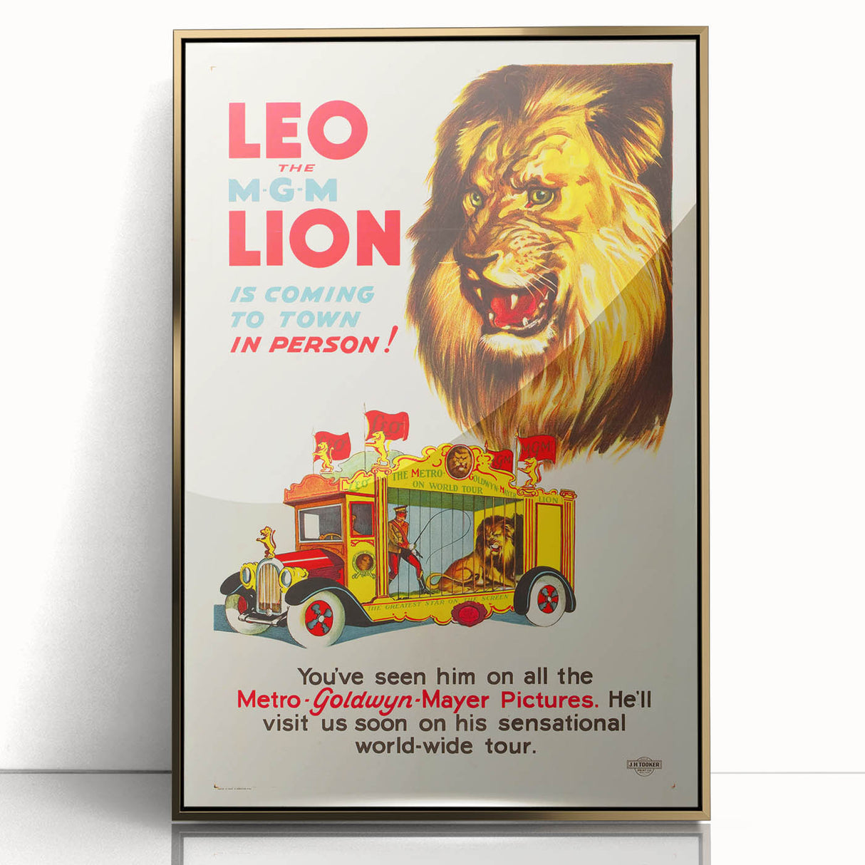 Vintage Travel Poster - MGM Lion World Tour | Retro Movie Art