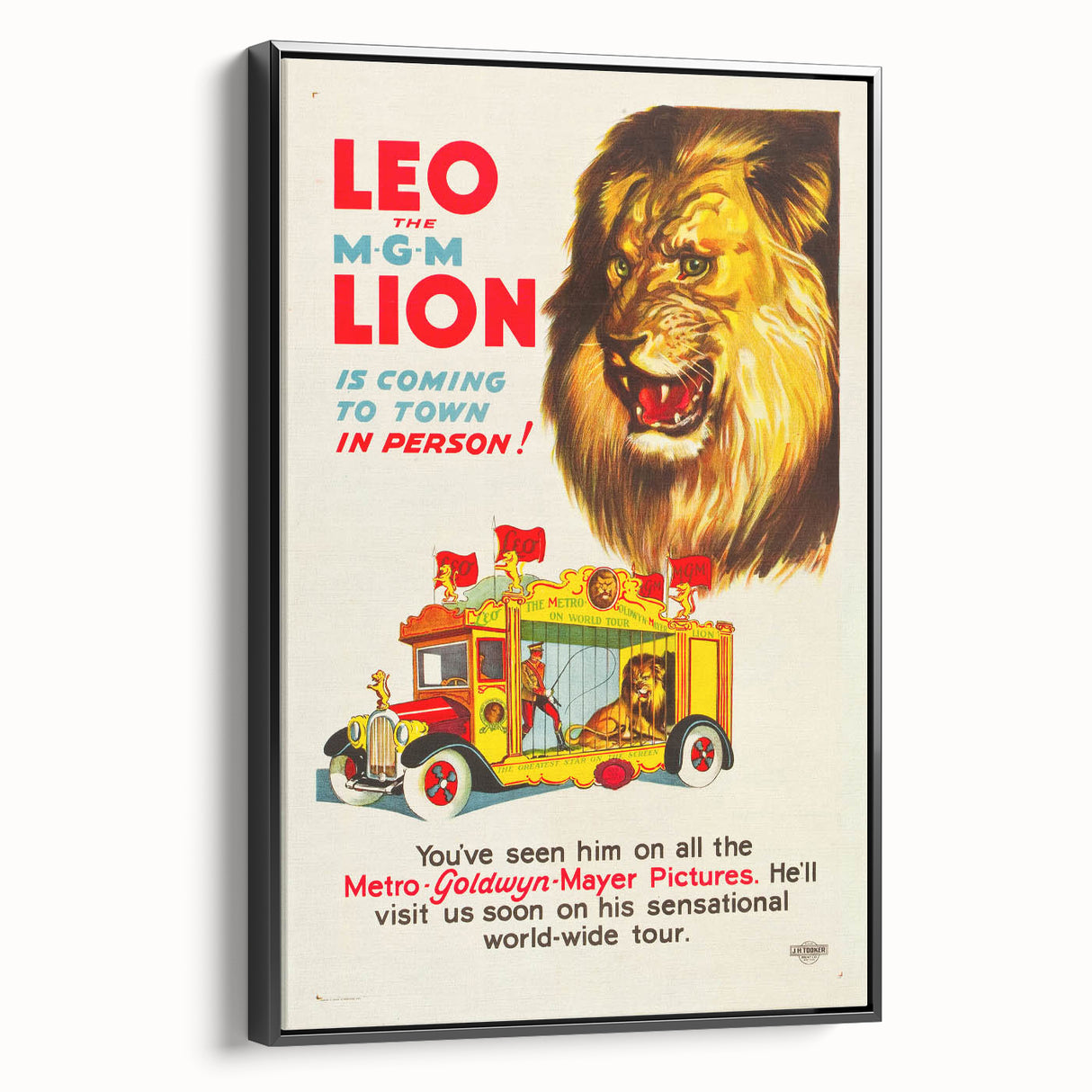Vintage Travel Poster - MGM Lion World Tour | Retro Movie Art