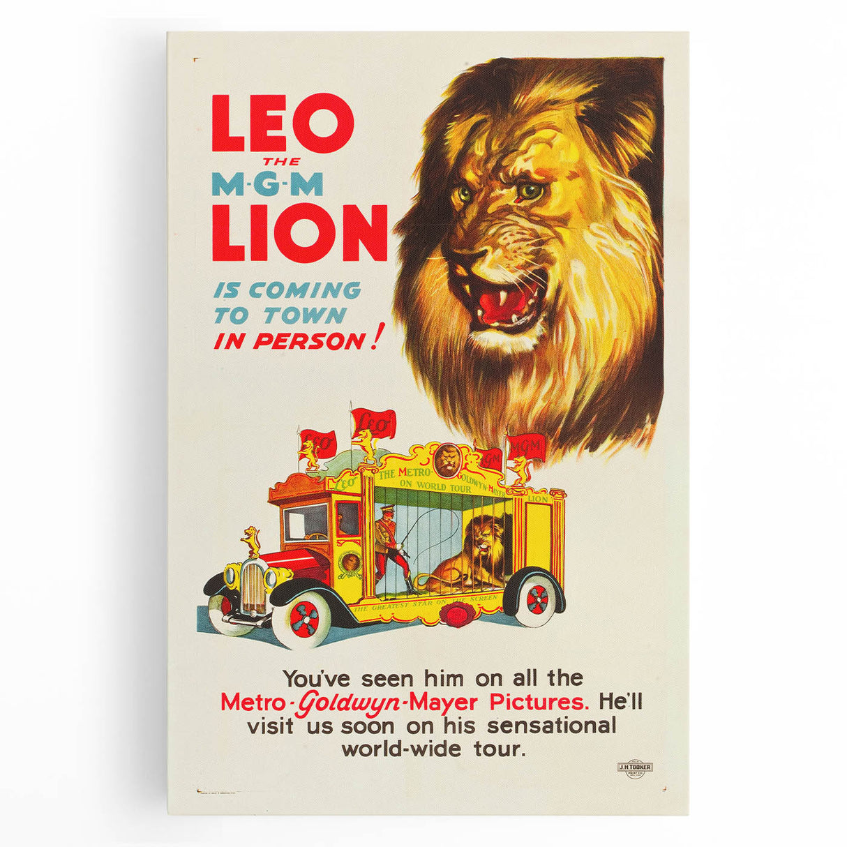 Vintage Travel Poster - MGM Lion World Tour | Retro Movie Art