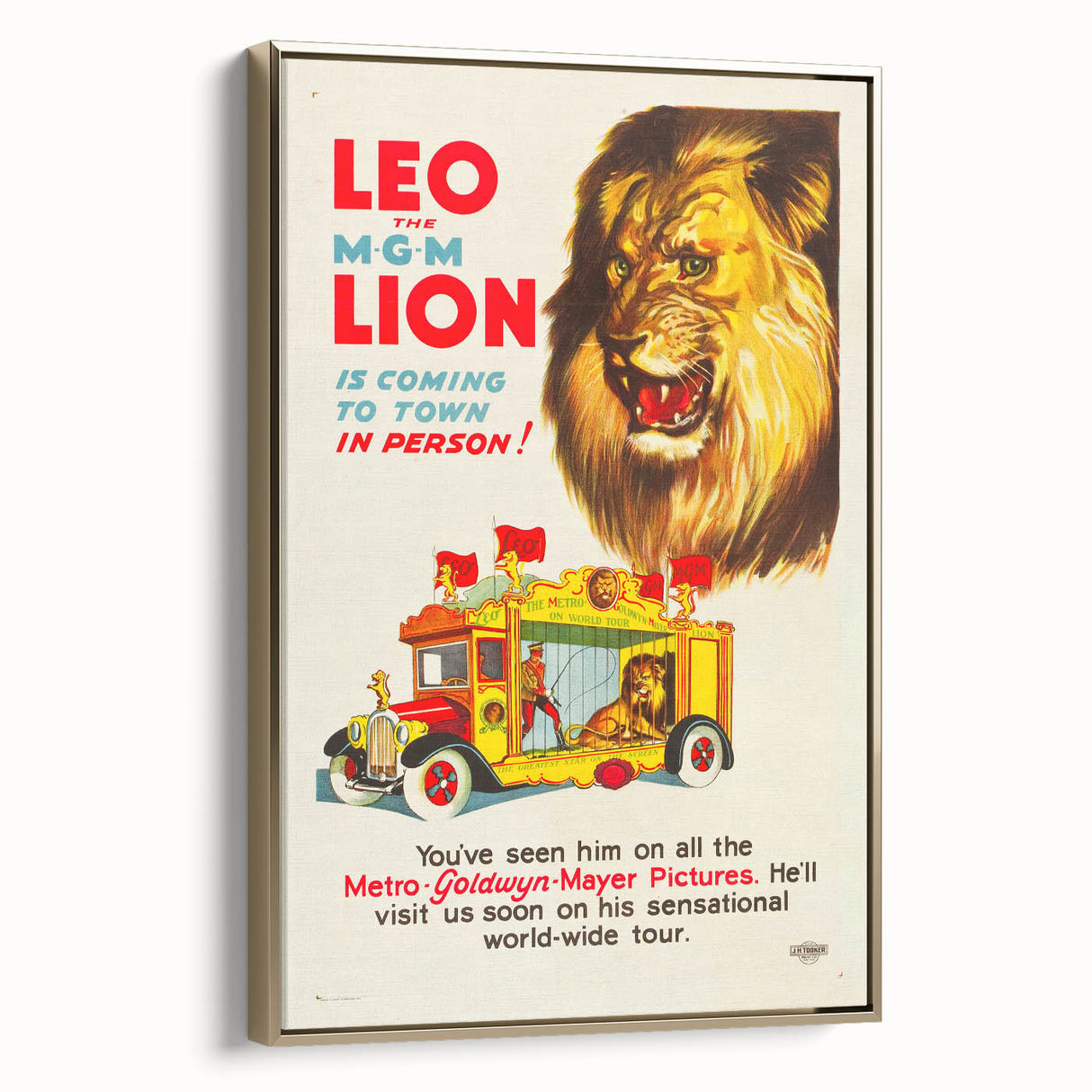 Vintage Travel Poster - MGM Lion World Tour | Retro Movie Art