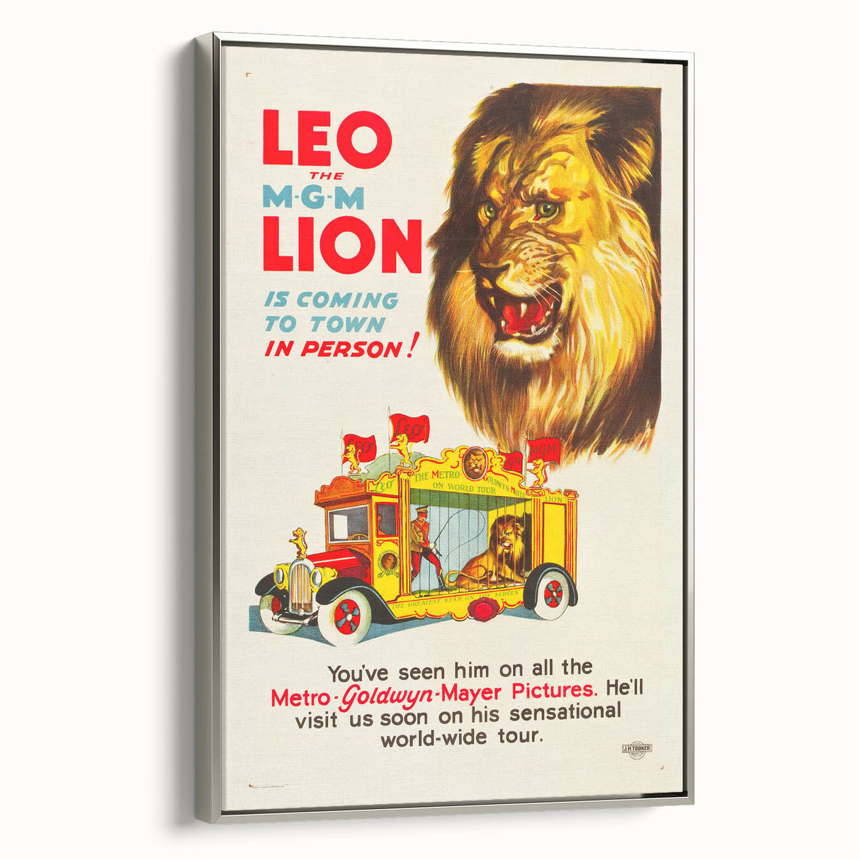 Vintage Travel Poster - MGM Lion World Tour | Retro Movie Art