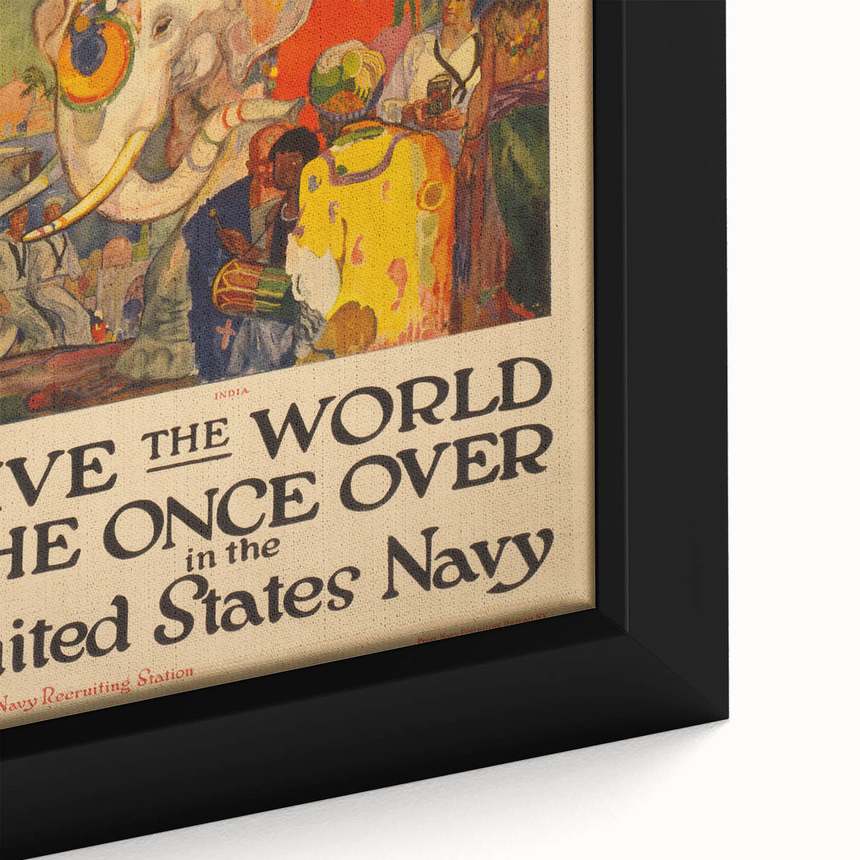 Vintage India Travel Poster – Classic Navy Tourism Art Print