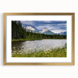 Framed wall art featuring a vibrant wildflower design with a gold mat, perfect for adding a touch of elegance to home decor. The artwork's colorful blooms and intricate details create a cheerful ambiance.