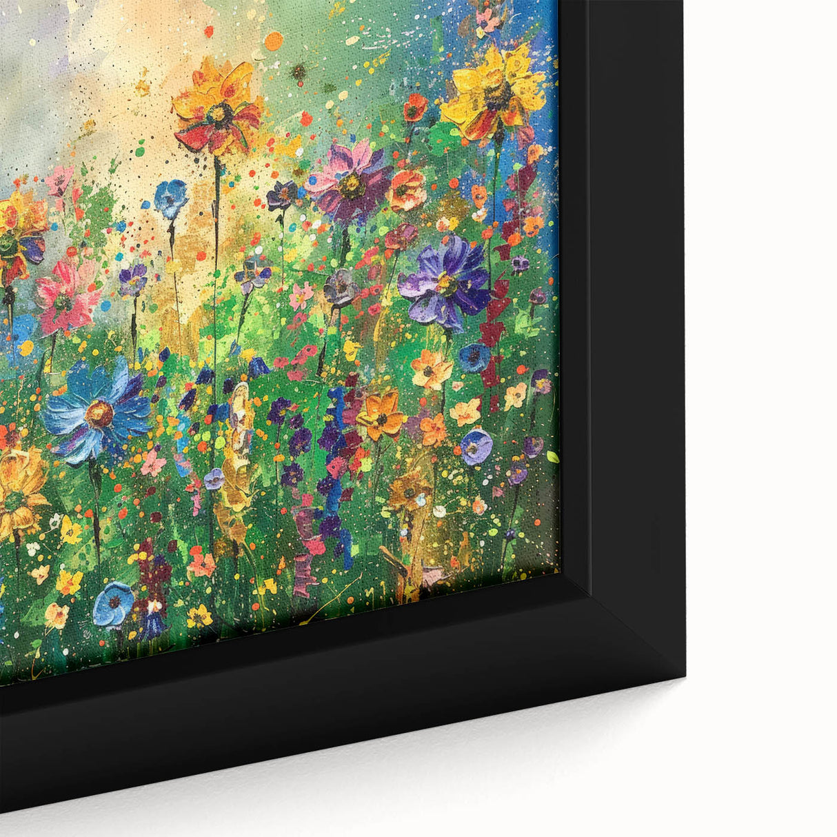 Framed canvas wall art showcasing a vibrant wildflower design, featuring intricate details and vivid colors, perfect for enhancing home decor and bringing nature indoors.