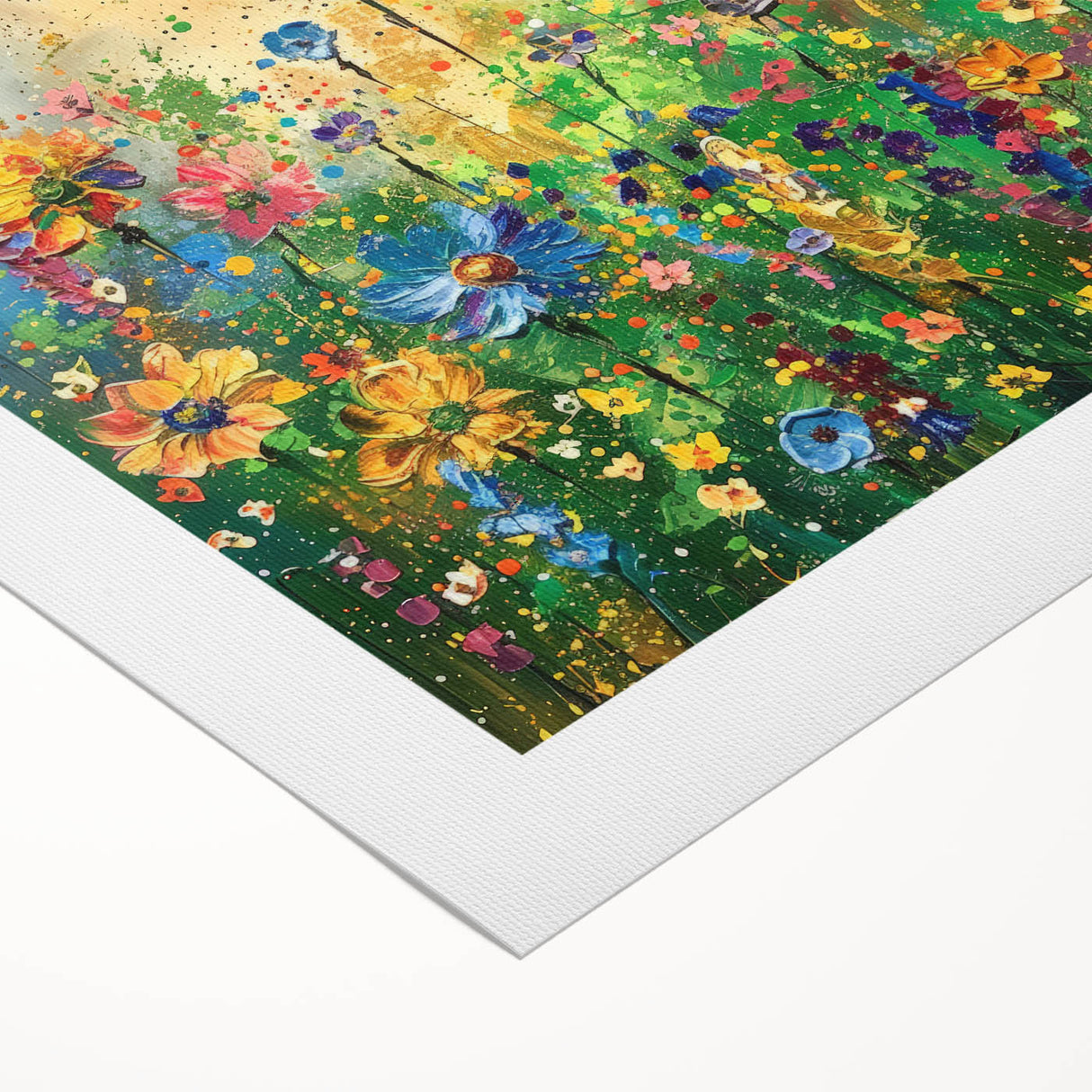 Vibrant rolled canvas artwork showcasing a wildflower design with intricate details and a textured finish, ideal for home decor or artistic display.