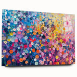 Acrylic glass wall art piece showcasing a vibrant wildflower design, displayed from a side view to highlight its sleek edges and colorful details, perfect for home decor.