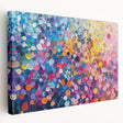 Side view of a stretched canvas wall art piece showcasing a vibrant wildflower design, featuring bold colors and intricate details, perfect for home decor enhancement.