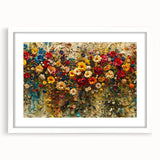 Framed wall art featuring a vibrant wildflower design, presented in a white mat, perfect for home decor. Ideal for nature lovers and modern interiors.