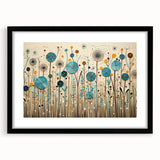 Framed wall art featuring a vibrant wildflower design, displayed in a sleek black frame with a mat, ideal for enhancing home decor and adding a touch of nature.