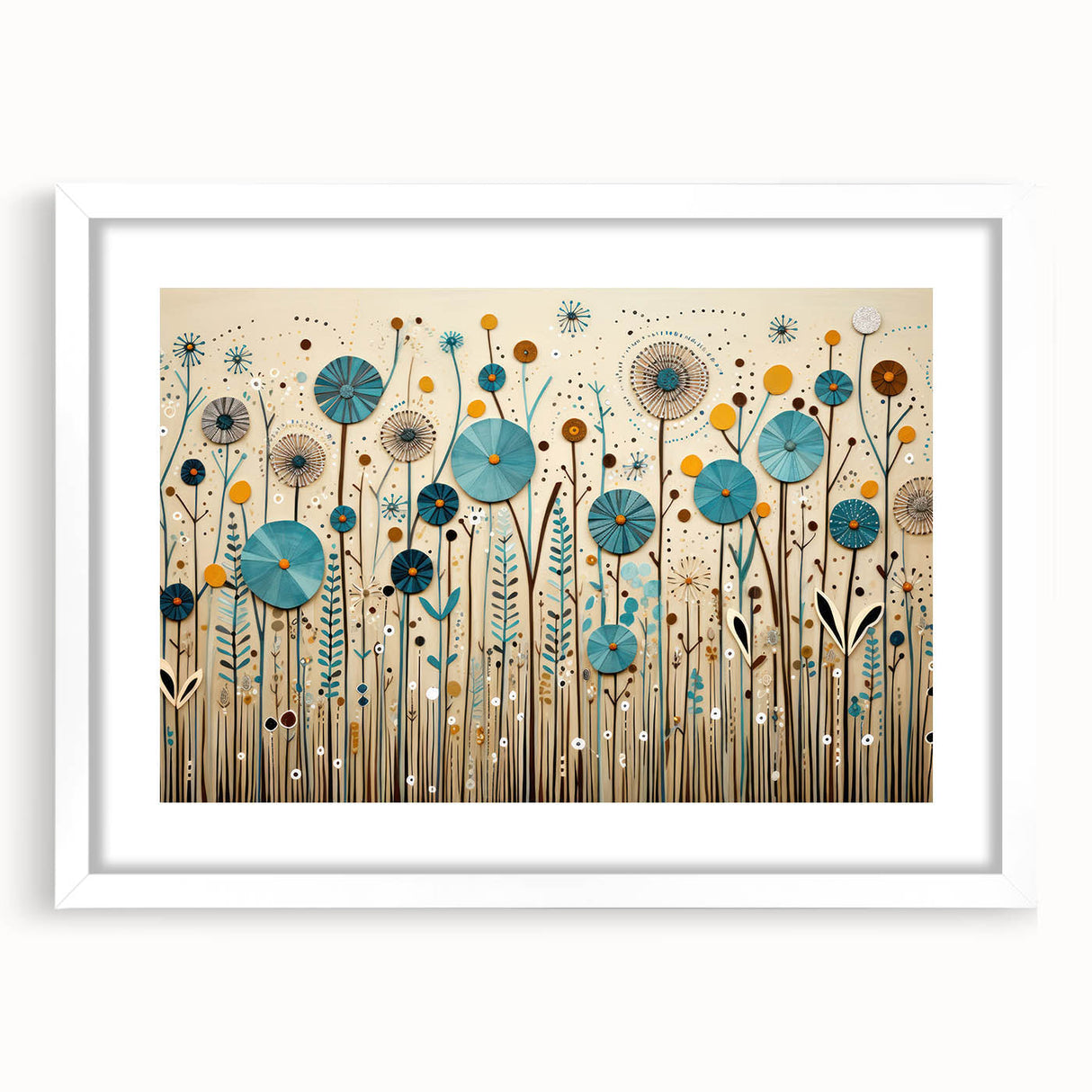Framed wall art collection showcasing vibrant wildflower designs in a white mat, perfect for home decor. Ideal for nature enthusiasts and art lovers.