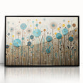 Framed acrylic wall art featuring a vibrant wildflower design, elegantly displayed with a sleek black frame, perfect for enhancing modern home decor.