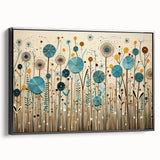 Framed wall art showcasing a vibrant wildflower design on canvas, featuring a sleek black frame, perfect for enhancing modern home decor with a touch of nature.