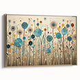 Framed canvas wall art showcasing a vibrant wildflower design with a gold frame, perfect for adding a touch of elegance to any home decor. The artwork captures colorful floral patterns, enhancing interior aesthetics while providing a nature-inspired focal point.