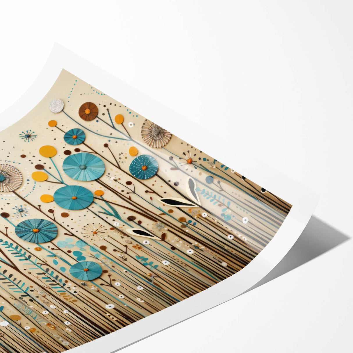 Vibrant rolled print showcasing a collection of wildflower-themed wall art, featuring lush colors and intricate designs, ideal for home decor enhancement.